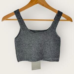 Everlane Cozy Cropped Tank Top Stretchable Wool Soft Ribbed Knit Neutral Grey XS